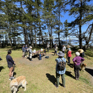 Community members prepare for a guided low tide exploration at Rebecca Spit during the Hakai Quadra Island BioBlitz 2024.