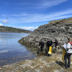 Divers prepare for some subtidal surveying at the Hakai Quadra Island BioBlitz 2024.