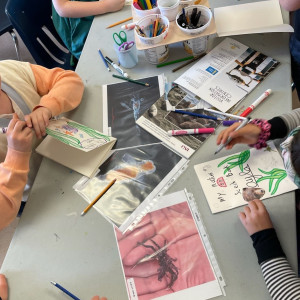 Quadra Island Elementary students deep into their art/science creations during the Hakai Quadra Island BioBlitz 2024.